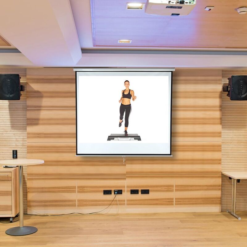 foto del prodotto schermo a rullo melko per videoproiettore, tenda a rullo, home cinema, ufficio, proiettori, 152 x 152 cm, 85 pollici ideale per hd tv