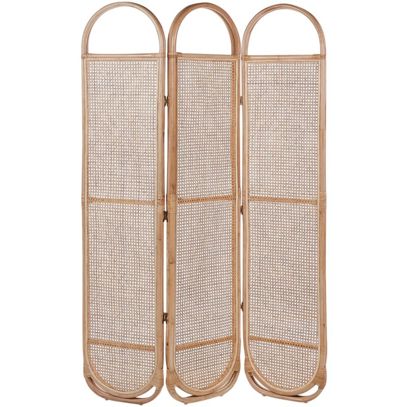 foto del prodotto schermo divisorio decorativo moderno a 3 pannelli pieghevole in rattan nero cortona