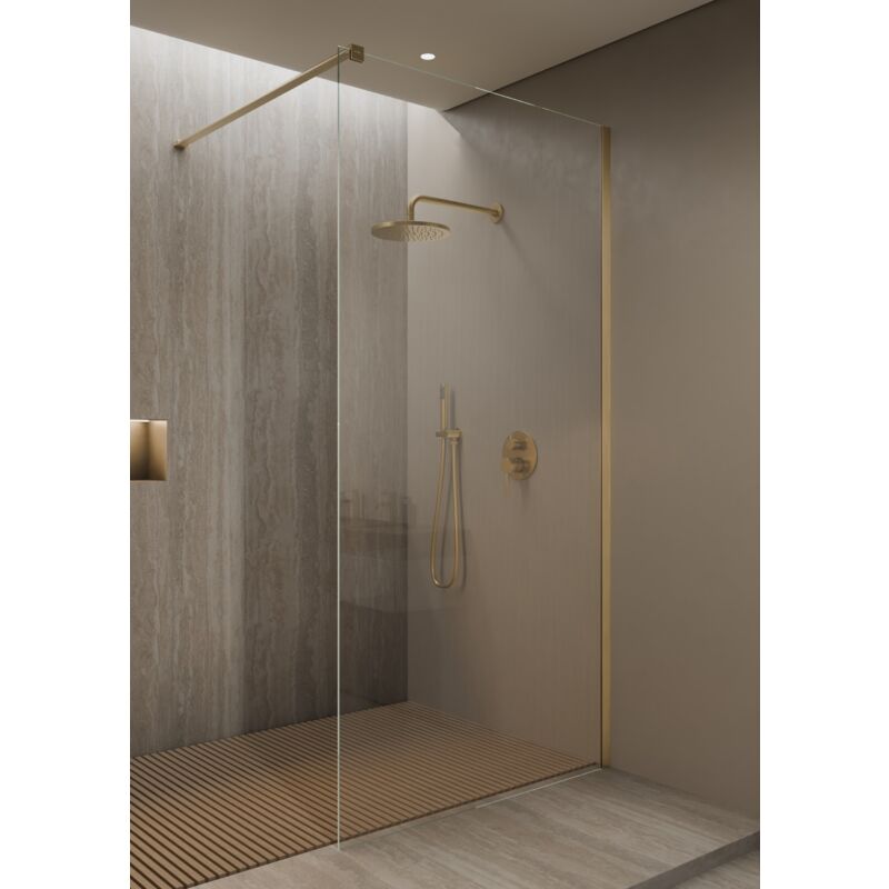 foto del prodotto schermo doccia fisso in oro spazzolato 110 cm lixia