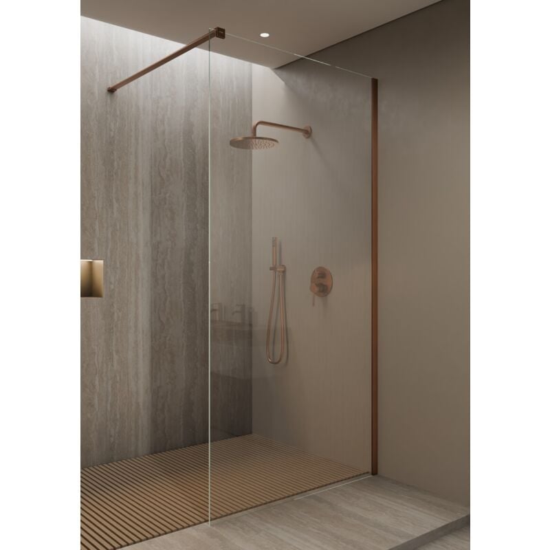 foto del prodotto schermo doccia fisso oro rosa spazzolato 70 cm lixa