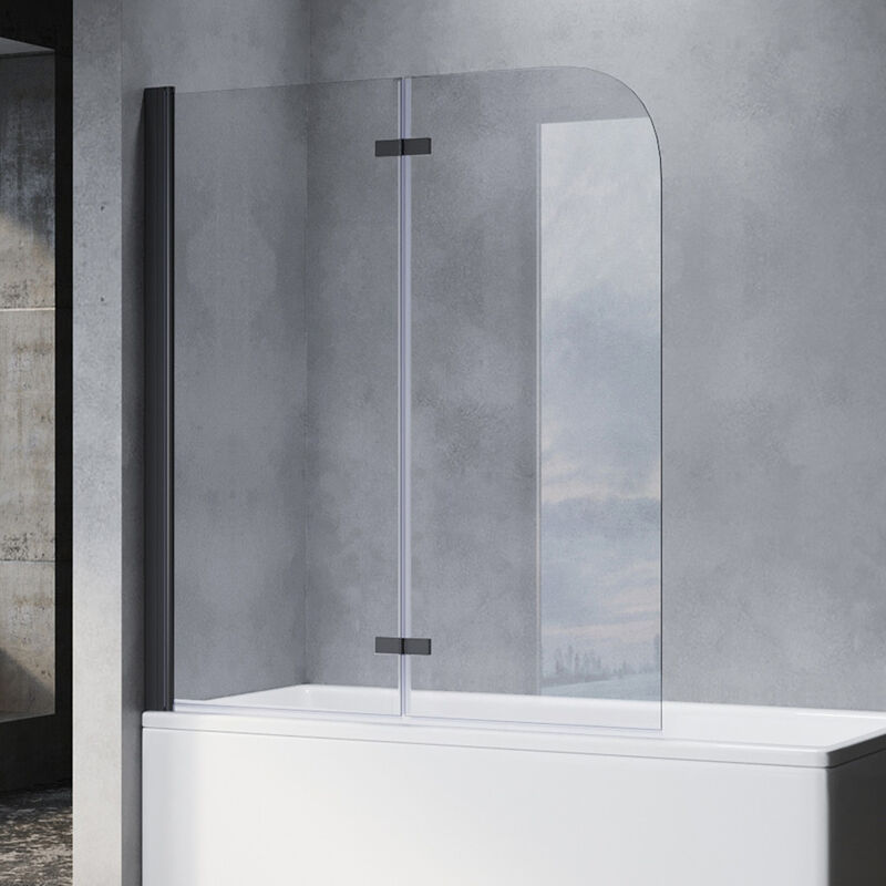 foto del prodotto schermo doccia per vasca da bagno 120x140 cm nero nano glas attacco per vasca da bagno 2 pezzi pieghevole cabina doccia vasca sonni