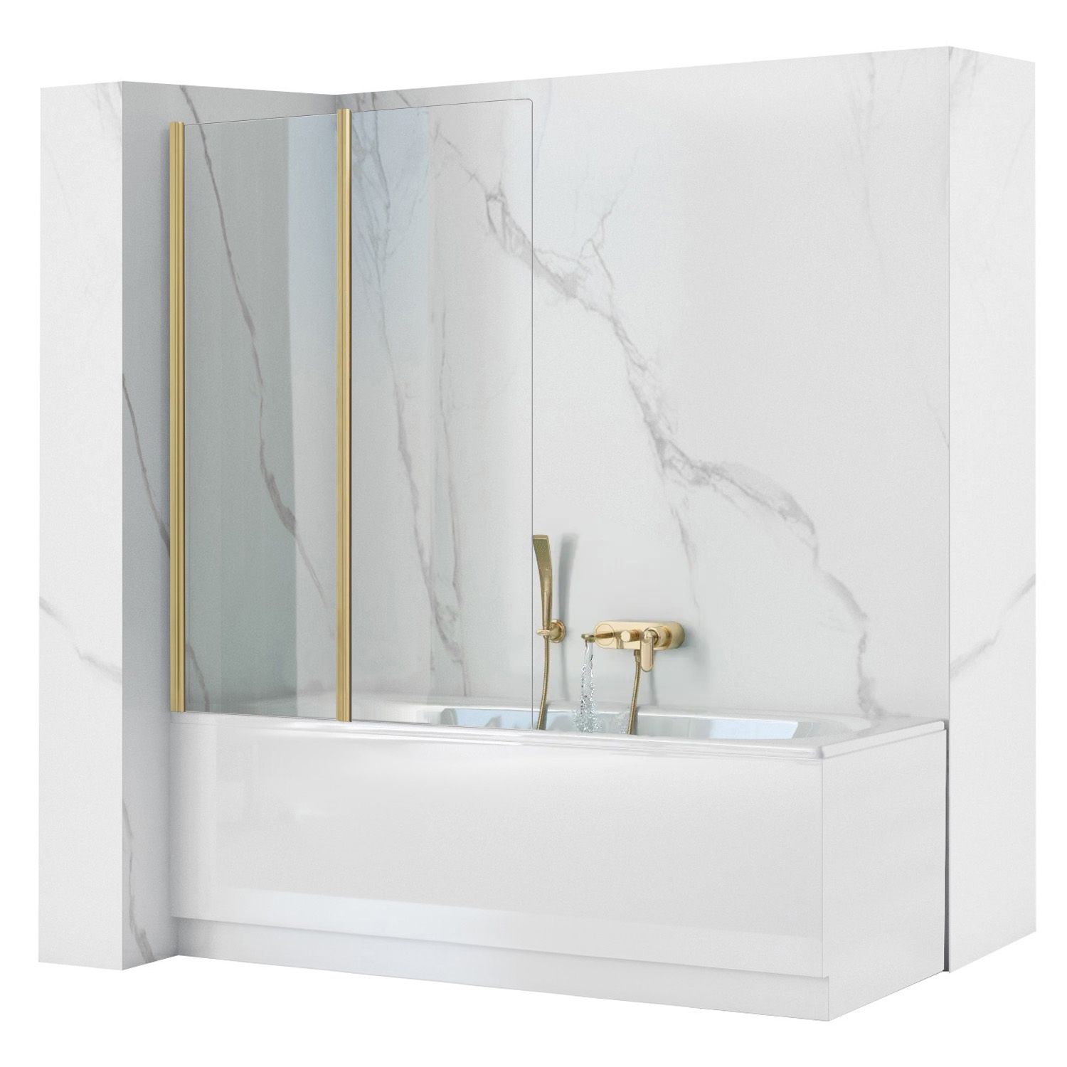 foto del prodotto schermo vasca pieghevole rea agat 2 100 brush gold