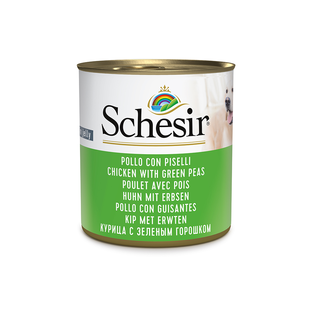 foto del prodotto schesir 6 x 285 g alimento umido per cani pollo con piselli