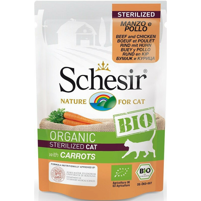 foto del prodotto schesir bio per gatto adult sterilized in busta da 85g