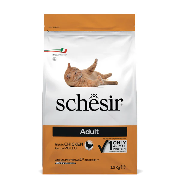 foto del prodotto schesir cat dry mantenimento pollo - 1,5 kg - cibo monoproteico gatto - 1 ordine scegli lo sconto bzr5 bzr20 200 punti fedeltà