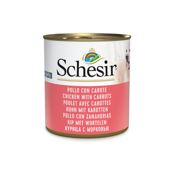 foto del prodotto schesir dog 285 gr pollo e carote confezione da 6 pezzi cibo umido per cani 1 ordine scegli lo sconto bzr5 bzr20 200 punti fedelt 