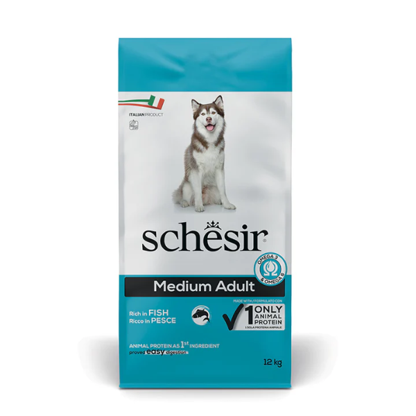 foto del prodotto schesir dog adult medium maintenance pesce 12 kg crocchette monoproteiche cane 1 ordine scegli lo sconto bzr5 bzr20 200 punti fedelt 
