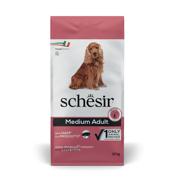 foto del prodotto schesir dog adult medium maintenance prosciutto 12 kg crocchette monoproteiche cane 1 ordine scegli lo sconto bzr5 bzr20 200 punti fedelt 