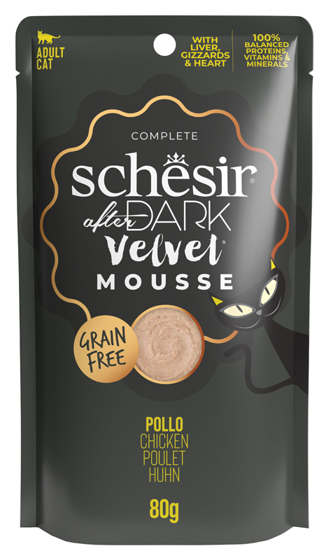 foto del prodotto schesir gatto after dark velvet mousse adulto pollo busta 80 gr