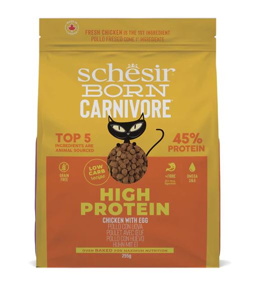 foto del prodotto schesir gatto born carnivore adulto pollo amp uova 255 gr