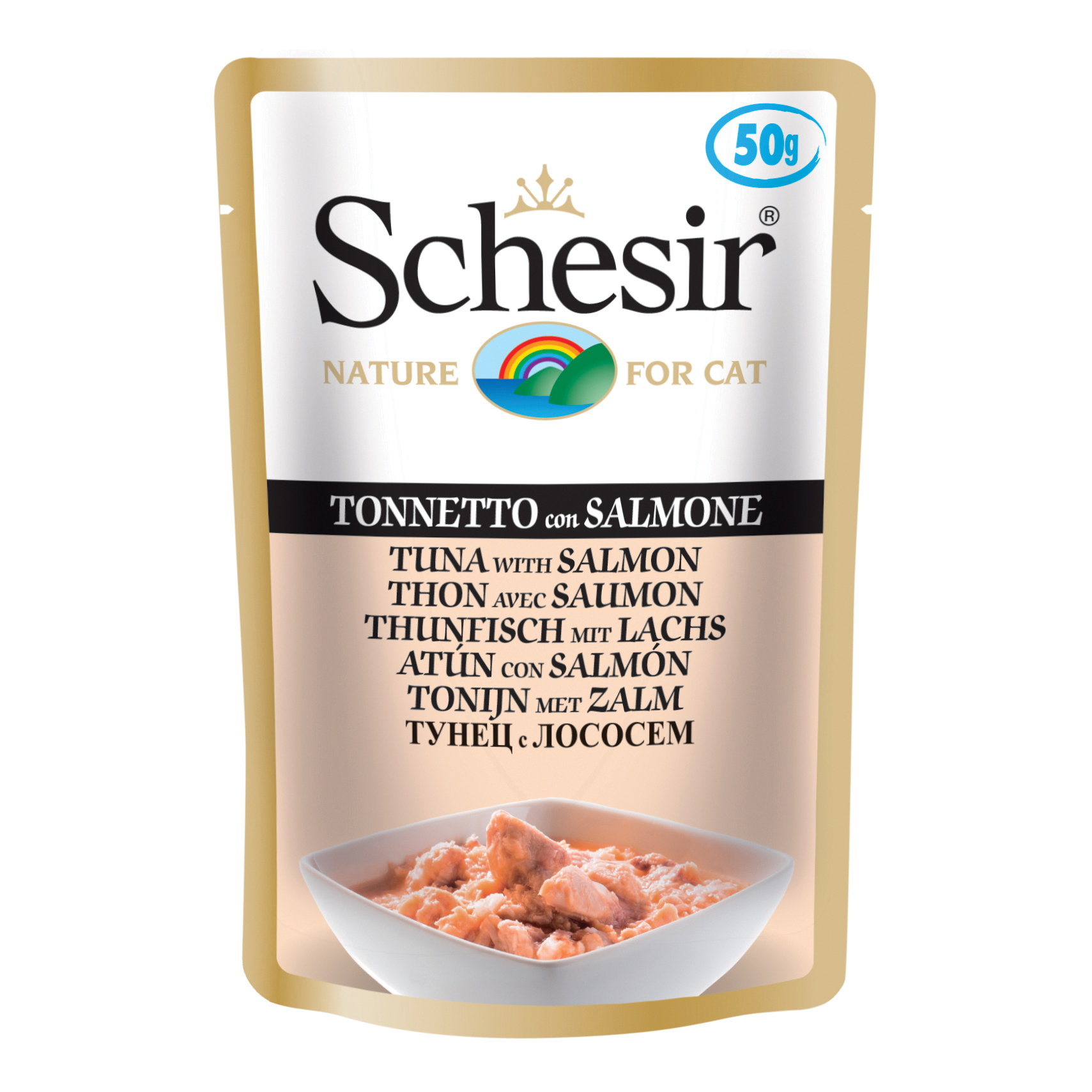 foto del prodotto schesir gatto busta in jelly adulto tonnetto amp salmone 50 gr