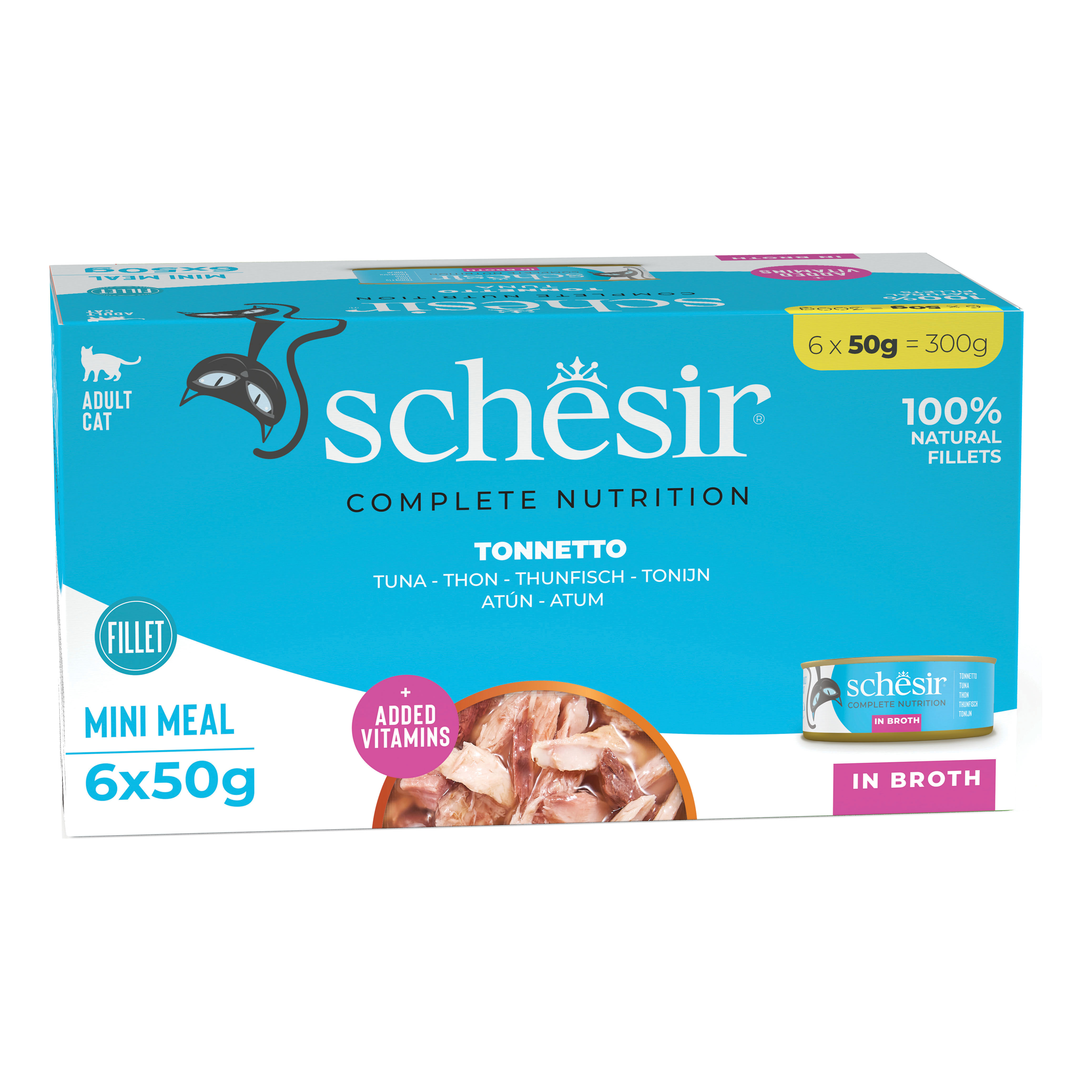 foto del prodotto schesir gatto lattina in acqua di cottura multipack adulto tonnetto cf. (6x50) gr