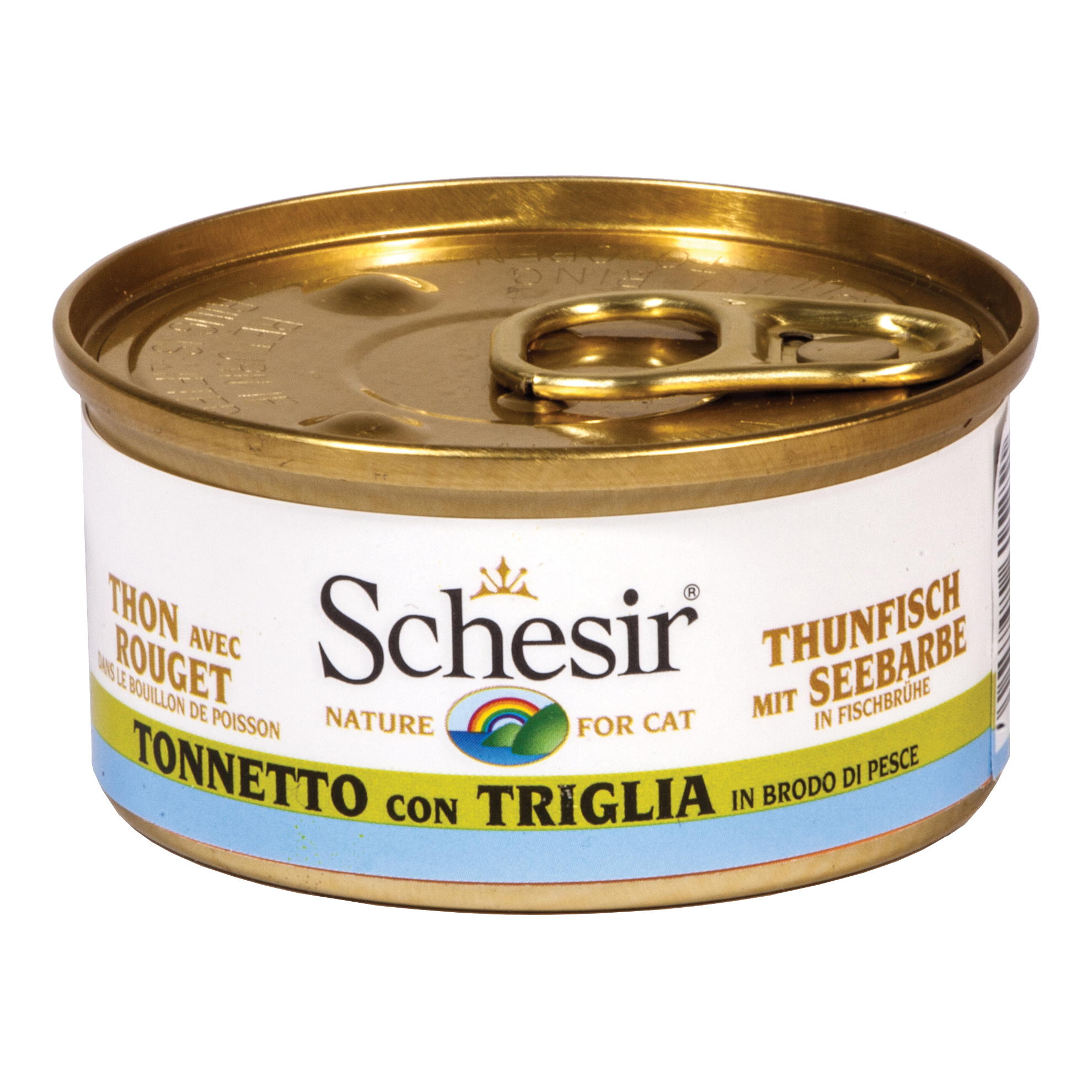 foto del prodotto schesir gatto lattina in brodo di pesce adulto tonnetto amp triglia 70 gr