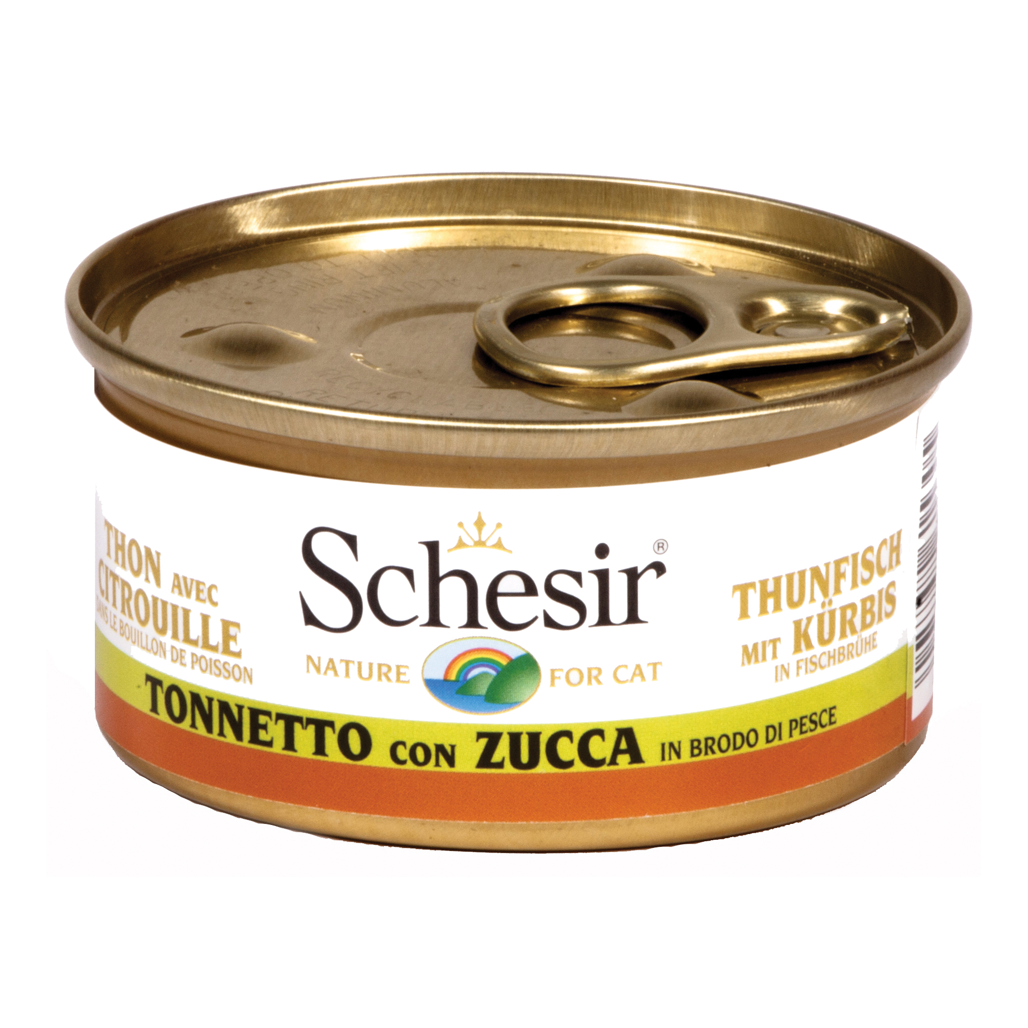 foto del prodotto schesir gatto lattina in brodo di pesce adulto tonnetto amp zucca 70 gr