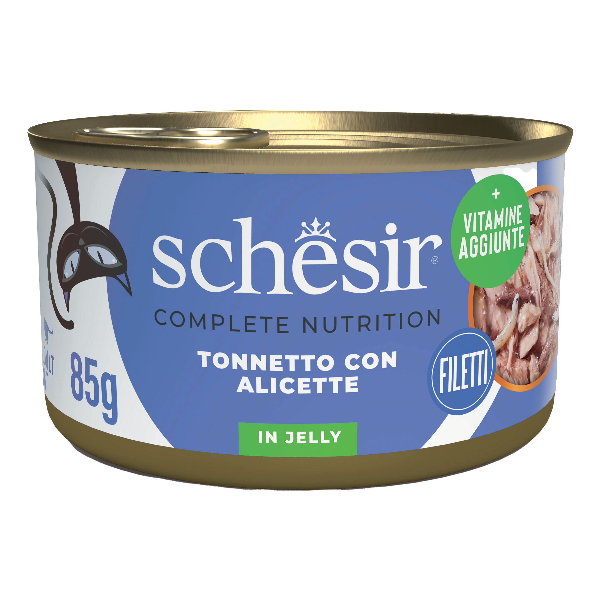 foto del prodotto schesir gatto lattina in jelly adulto tonnetto amp alicette 85 gr