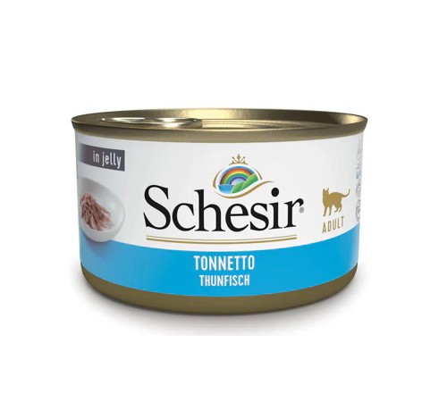 foto del prodotto schesir gatto lattina in jelly adulto tonnetto amp dentice 85 gr