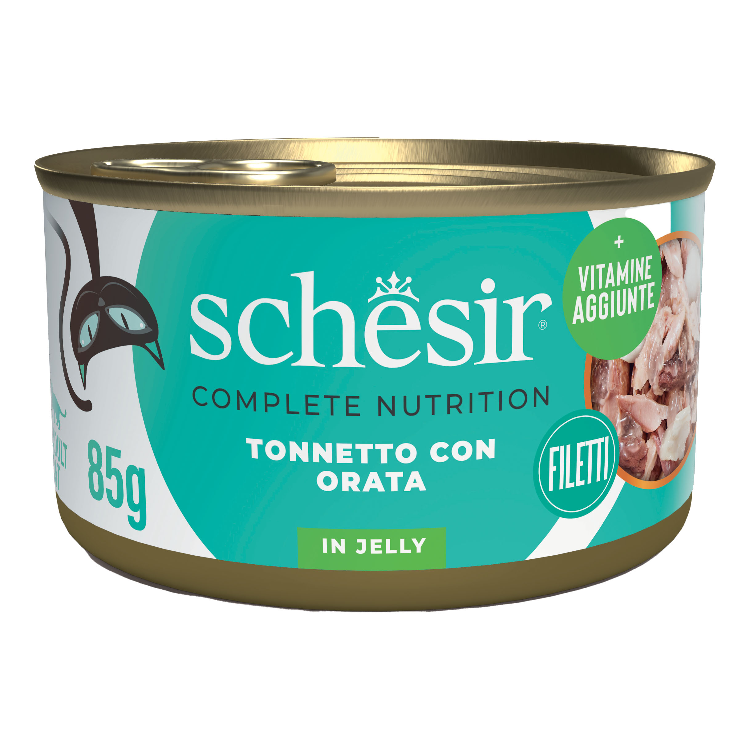 foto del prodotto schesir gatto lattina in jelly adulto tonnetto amp orata 85 gr