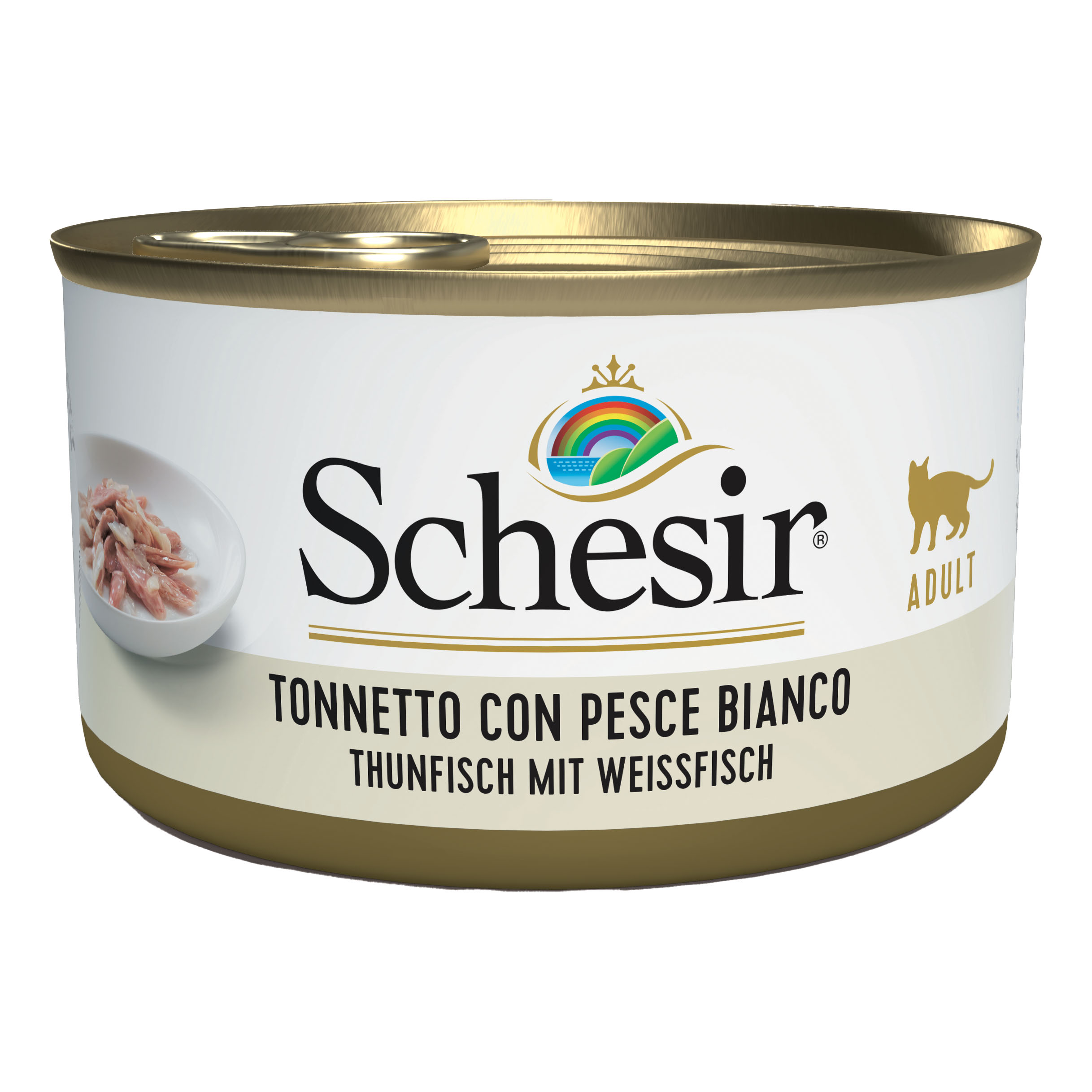 foto del prodotto schesir gatto lattina in jelly adulto tonnetto amp pesce bianco 85 gr