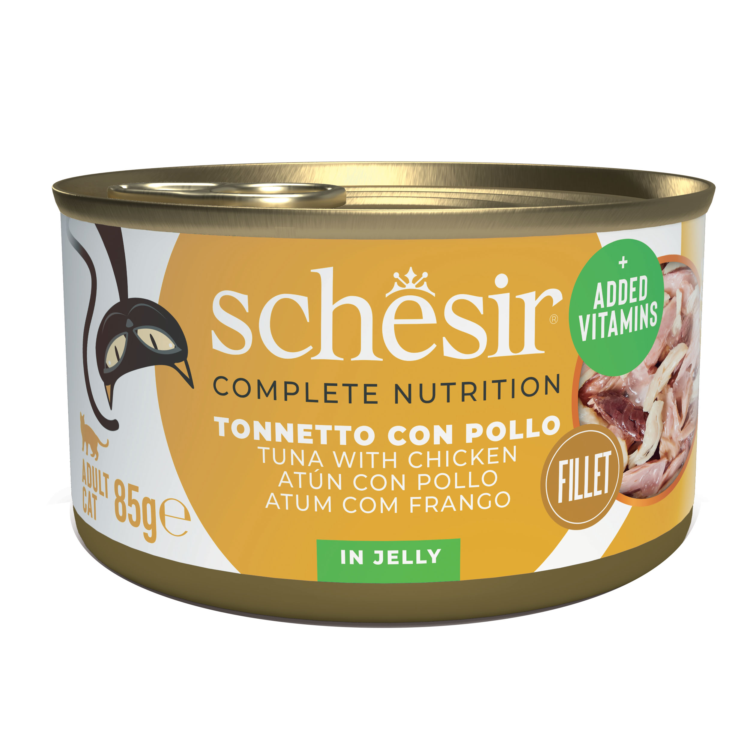 foto del prodotto schesir gatto lattina in jelly adulto tonnetto amp pollo 85 gr