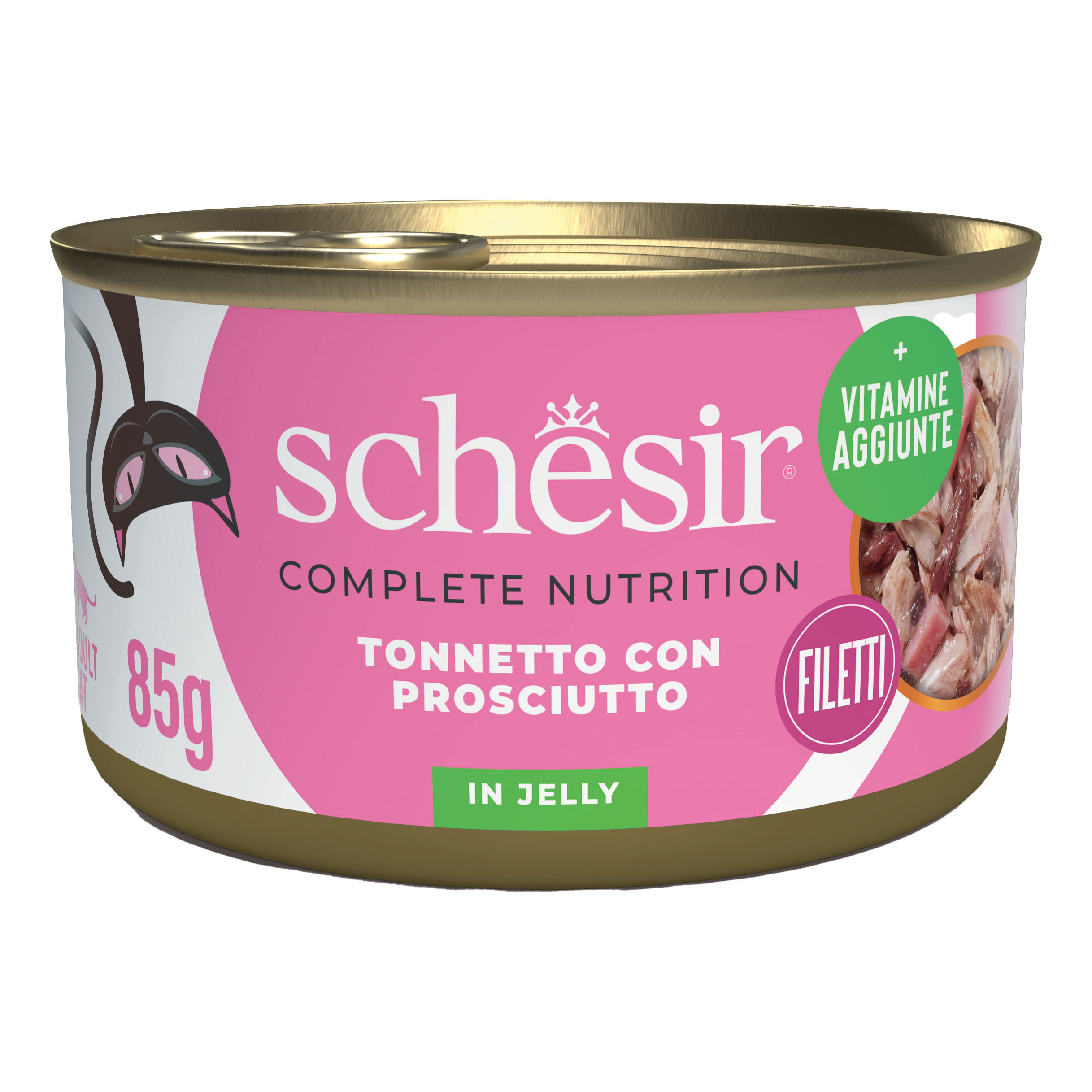 foto del prodotto schesir gatto lattina in jelly adulto tonnetto amp prosciutto 85 gr