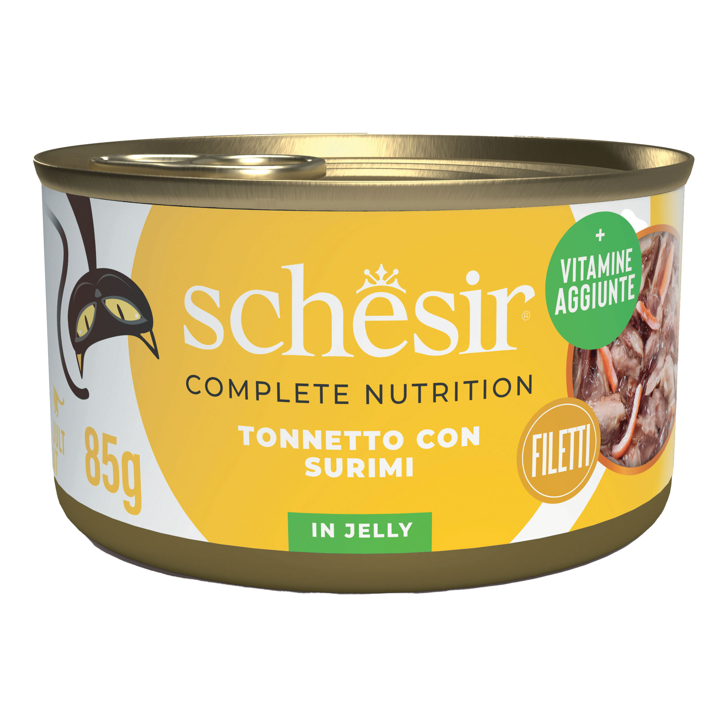 foto del prodotto schesir gatto lattina in jelly adulto tonnetto amp surimi 85 gr