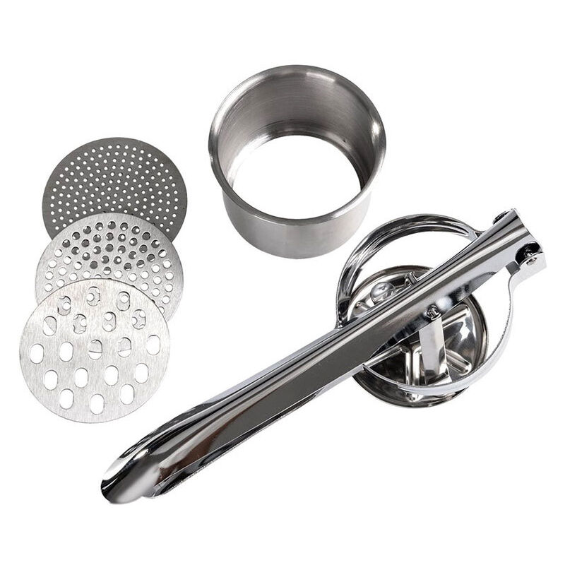 foto del prodotto schiacciapatate professionale 3 in 1 in acciaio inox, schiacciapatate manuale, ideale per frutta, verdura, agrumi e alimenti per bambini. sollbry
