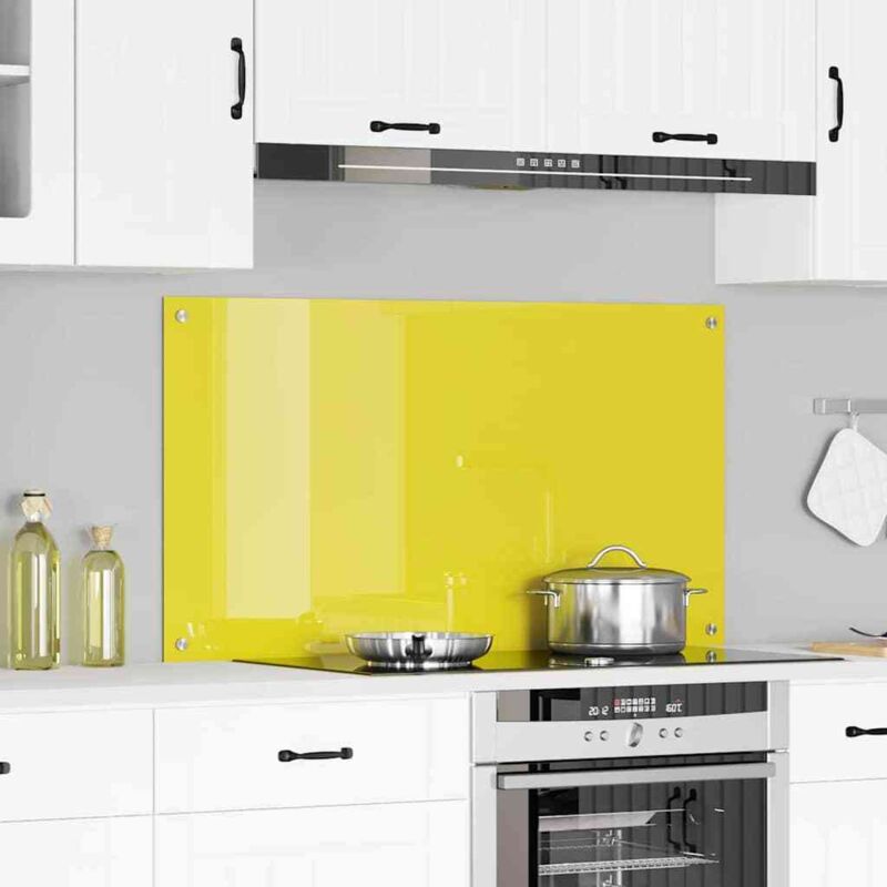 foto del prodotto schienale cucina giallo 110x60x0,6 cm in vetro temperato