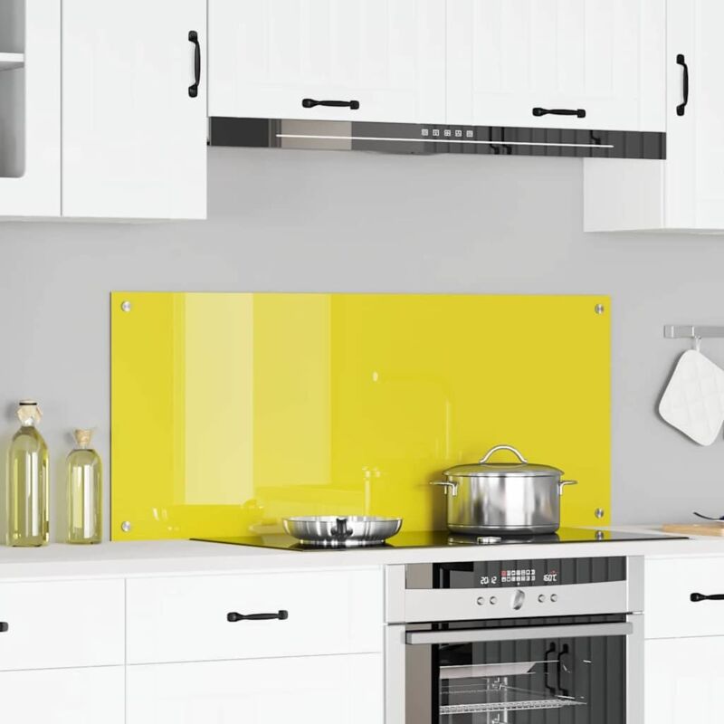foto del prodotto schienale cucina giallo 120x50x0,6 cm in vetro temperato