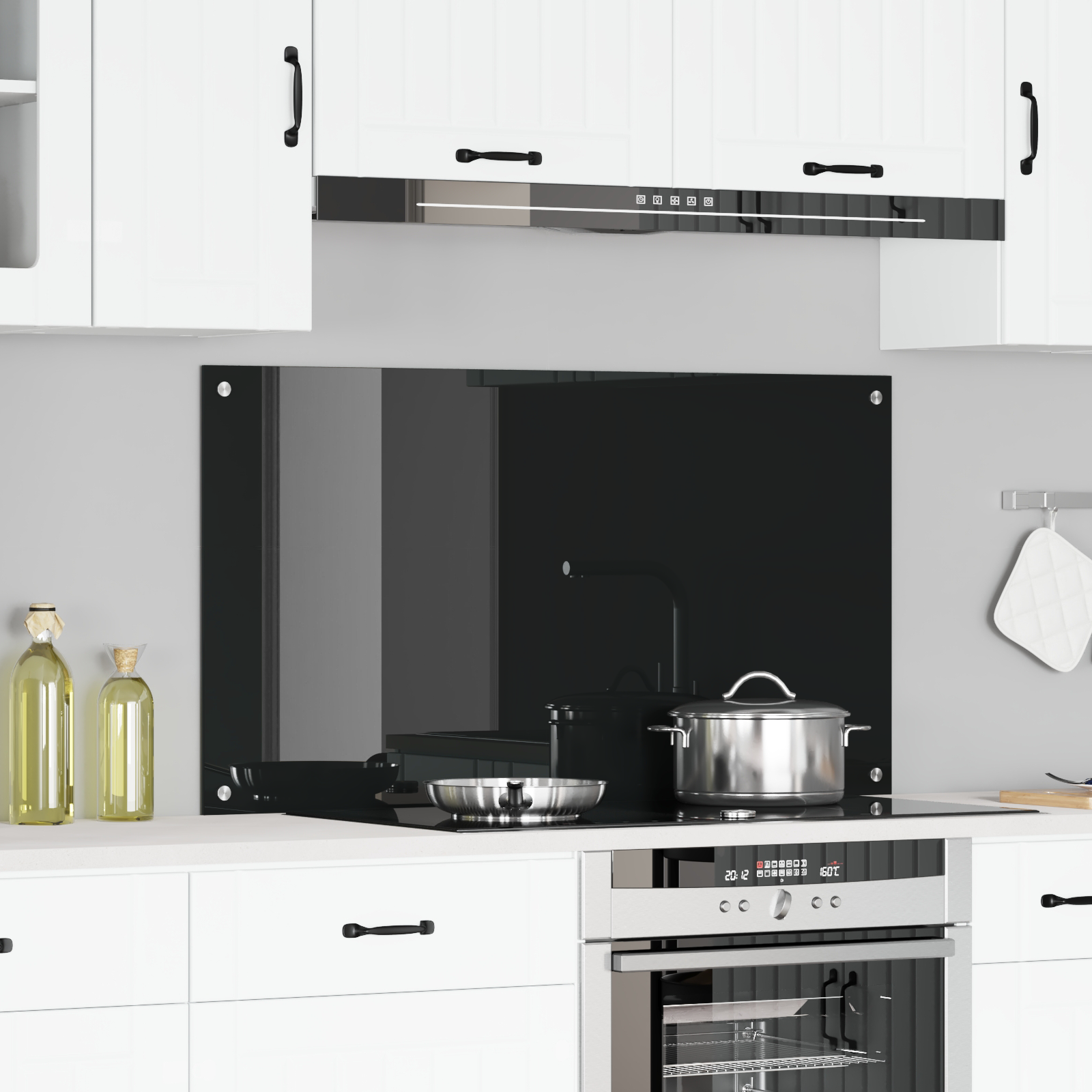 foto del prodotto schienale cucina nero 110x60x0,6 cm in vetro temperato
