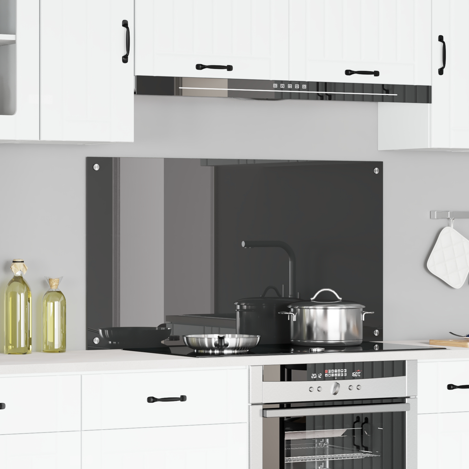 foto del prodotto schienale da cucina grigio scuro 110x60x0,6 cm in vetro temperato