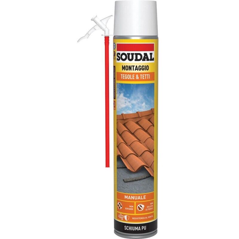 foto del prodotto schiuma poliuretanica manuale tegole e tetti sigillare fissare soudal 750 ml