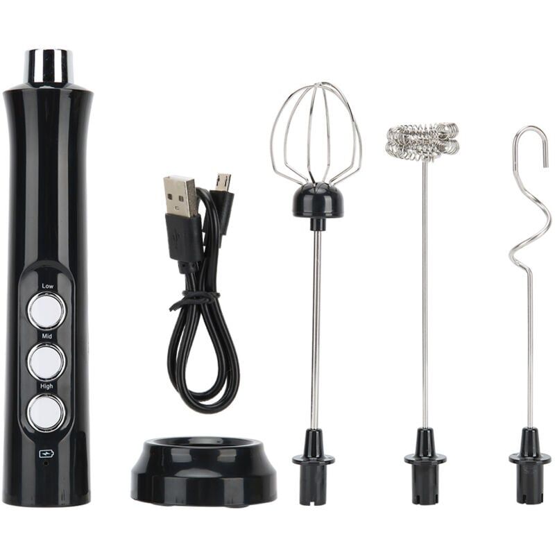 foto del prodotto schiumatore elettrico per latte, schiumatore per latte ricaricabile tramite usb e mini frusta elettrica con 3 velocità regolabili per caffè, crema,