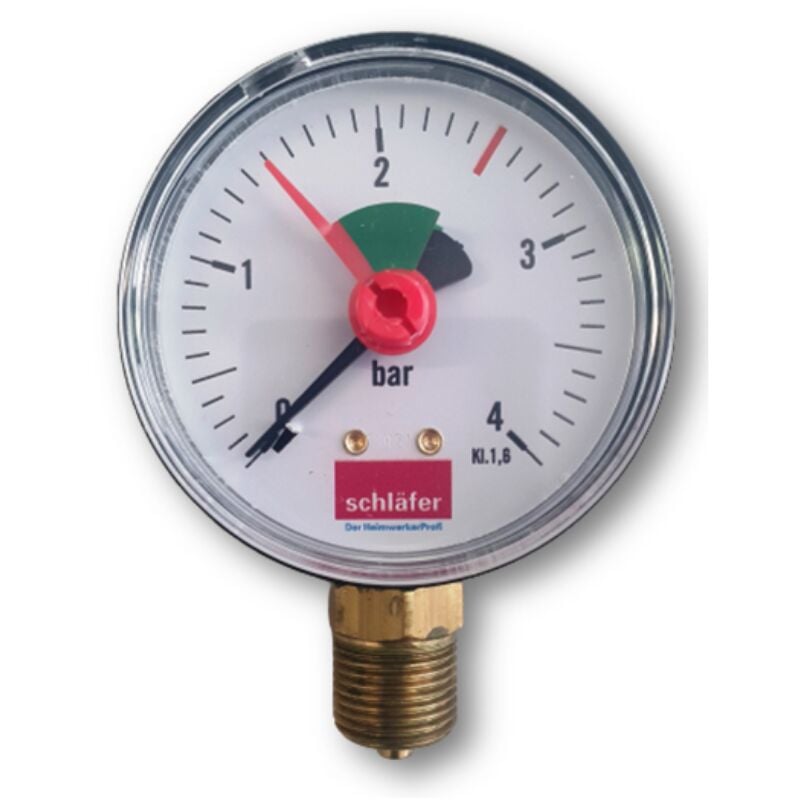 foto del prodotto schl fer 0930163 manometro idraulico verticale attacco radiale 1 4 scala 0 4 bar da 63 mm per impianti termici aria acqua indicatore pressione