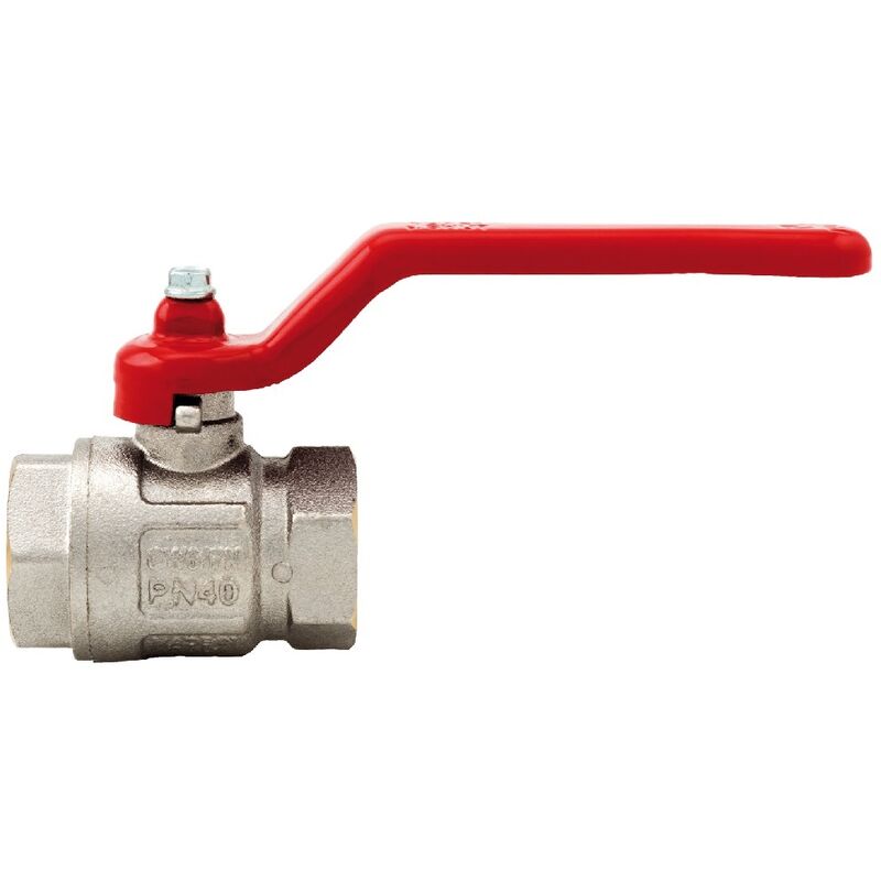 foto del prodotto schl fer 0933034 valvola a sfera 1 femmina femmina in ottone con maniglia a leva rossa per acqua e olio, valvola passaggio totale ideal con