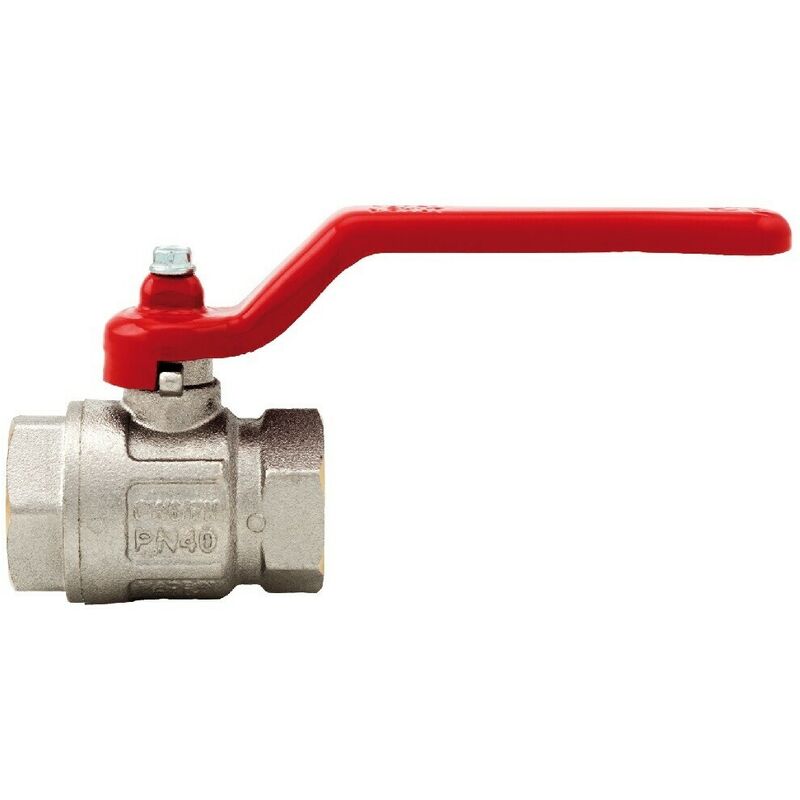 foto del prodotto schl fer 0933132 valvola a sfera 1 2 femmina femmina in ottone con maniglia a leva rossa per acqua e olio, valvola passaggio totale ideal con