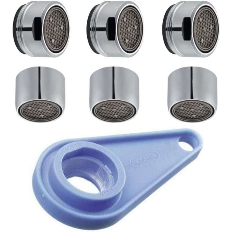 foto del prodotto schl fer 10055110 aeratore rubinetto universale girevole, filtro in acciaio inox e abs per rubinetti m22 m24 con chiave multifunzione per bagno e