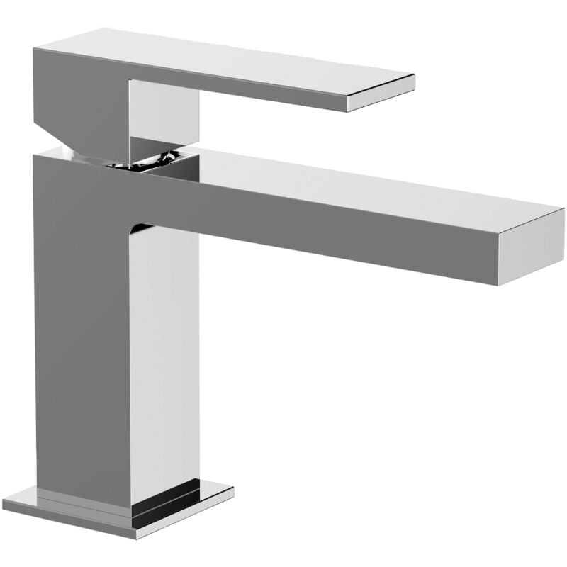 foto del prodotto schl fer 29505012 miscelatore monocomando per lavabo bagno serie style con scarico automatico 1 1 4, rubinetto monoforo quadrato lavandino bagno