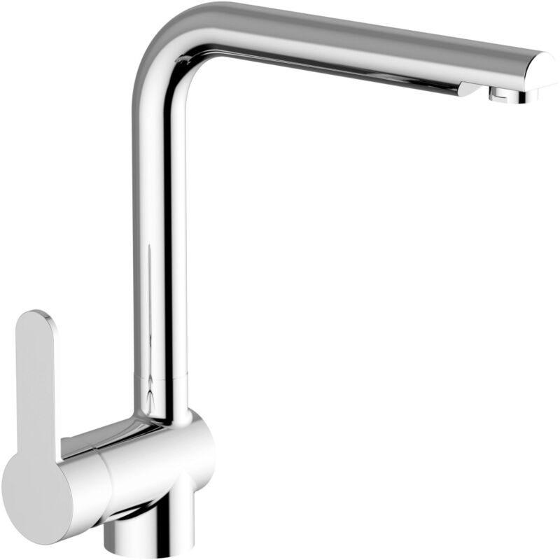 foto del prodotto schl fer 30506010 miscelatore lavello cucina cromo, bocca girevole 360 a squadra, rubinetto cucina professionale in ottone, miscelatore serie good