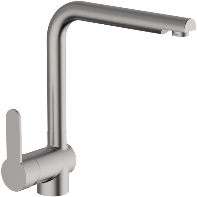 foto del prodotto schl fer 30506525 miscelatore lavello cucina inox, bocca girevole 360 a squadra, rubinetto cucina professionale in acciao, miscelatore serie good