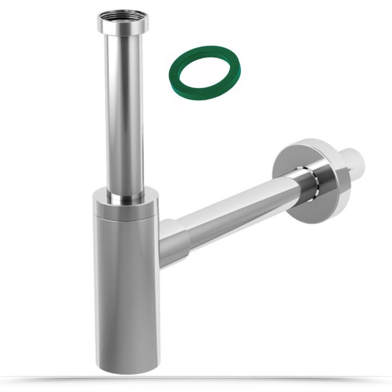foto del prodotto schl fer 3439410 sifone in abs 1 1 4 minimalista, sifone per lavabo e bidet, scarico lavandino universale, sifone in plastica antiodore cromo, tubo