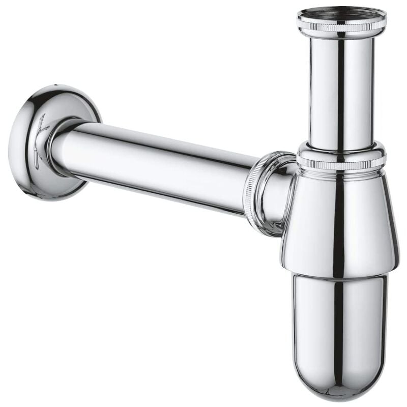 foto del prodotto schl fer 3439600 sifone scarico lavabo universale a bottiglia con raccordo filettato g 1 1 4 e connessione a muro diam. 32 mm. finitura cromo