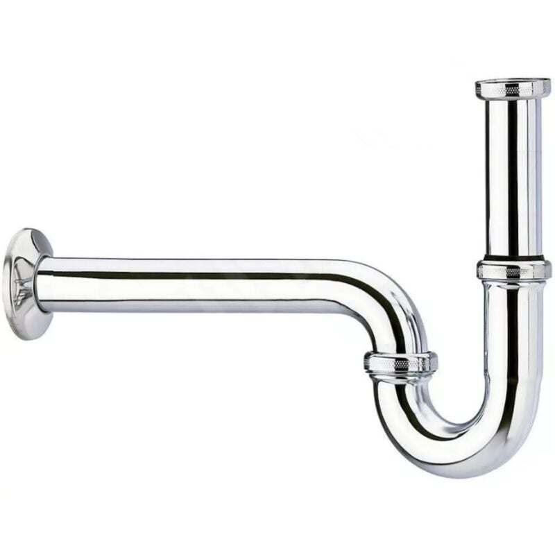 foto del prodotto schl fer 3939500 sifone universale per lavabo bagno, lavello cucina e lavatoio lavanderia, sifone a s in ottone cromato, misure 1 1 4 , tubo di