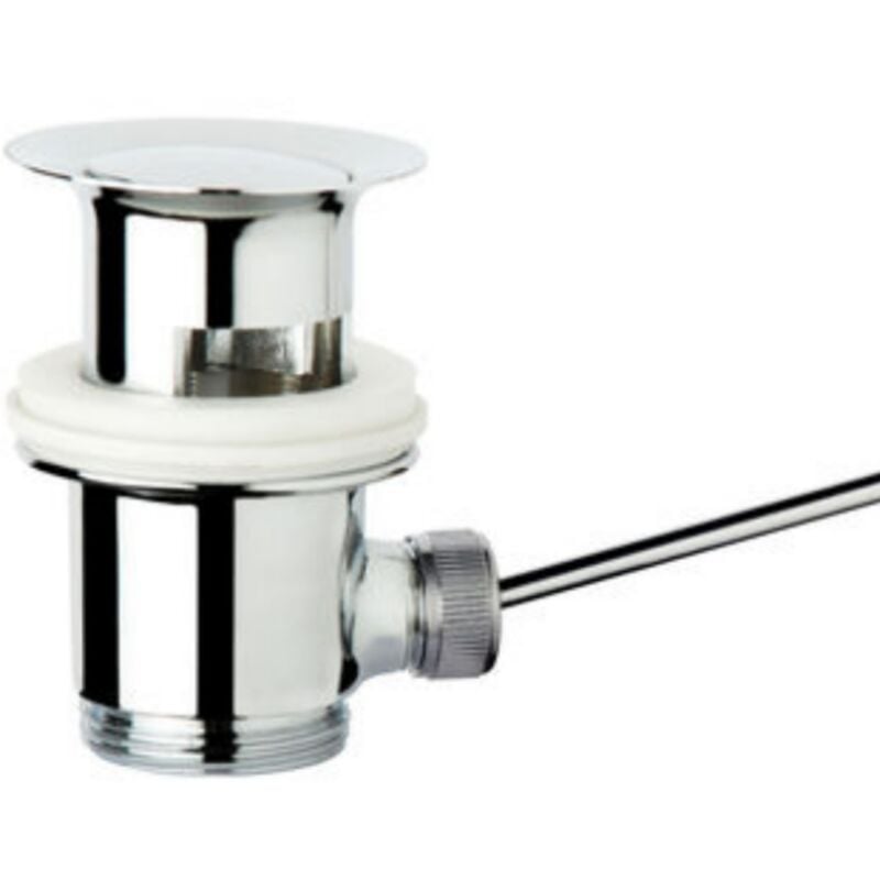 foto del prodotto schl fer 40510010 piletta universale con tappo saltarello in metallo pesante per scarico lavabo bagno e bidet, attacco 1 1 4 con troppopieno.