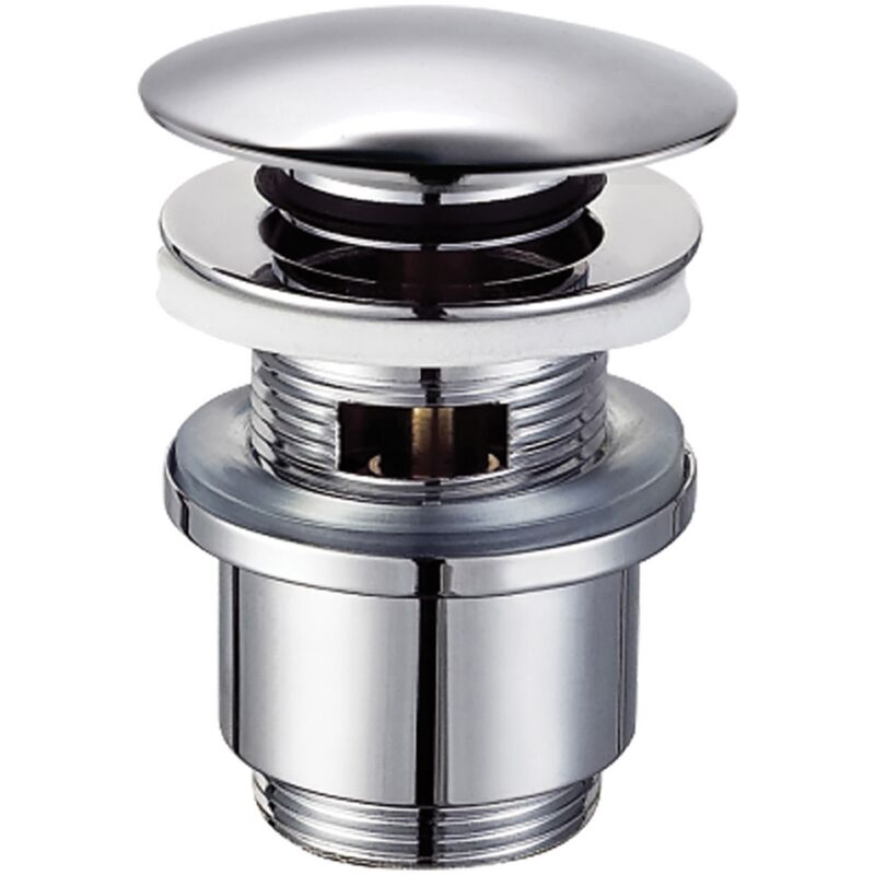 foto del prodotto schl fer 4051003 piletta click clack per lavabo bagno e bidet con troppopieno in ottone cromato, misure 1 1 4, tappo di scarico universale per