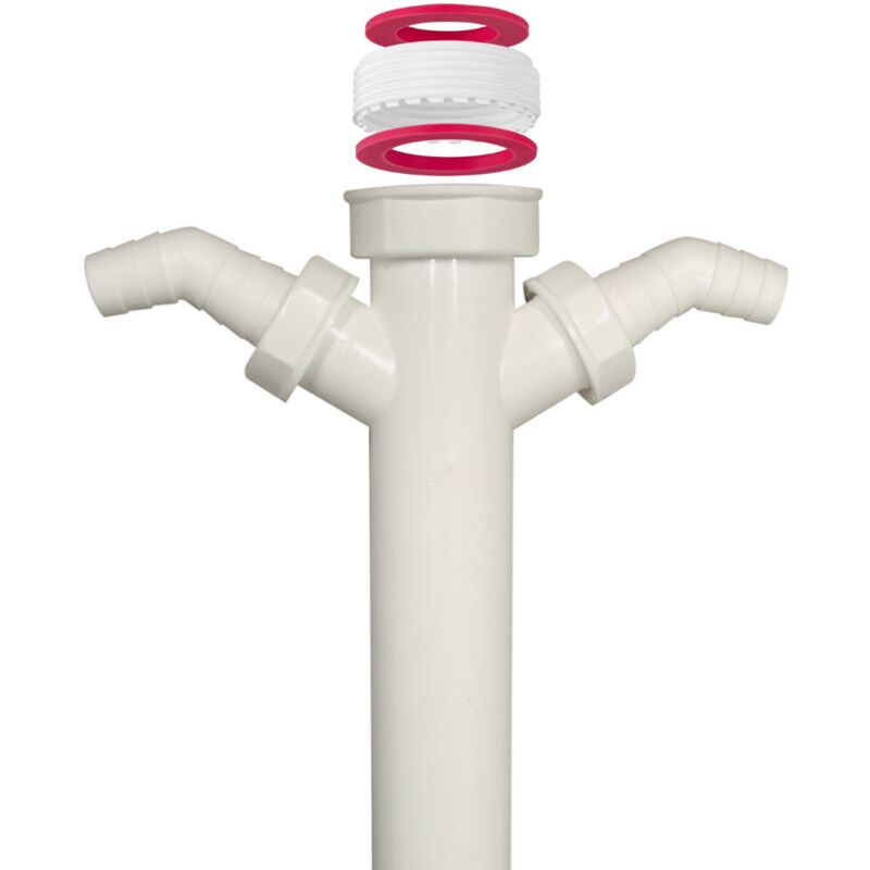 foto del prodotto schl fer 439002canotto sifone scarico lavello di bagno, cucina e lavanderia, doppio attacco per collegamento scarico lavatrice, lavastoviglie, tubo
