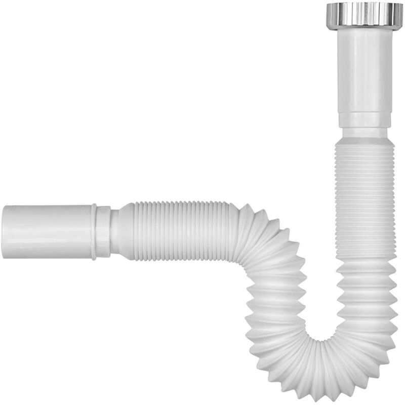 foto del prodotto schl fer 439307 sifone flessibile universale per scarico lavabo g 1 1 4 pollici , scarico 32mm, tubo flessibile di scarico, sifone a s