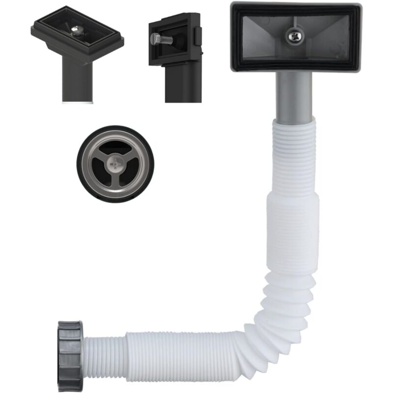 foto del prodotto schl fer 439400 kit sifone troppopieno universale per lavello e lavabo, con attacco verticale e orizzontale, rettangolare e tondo, tubo di scarico