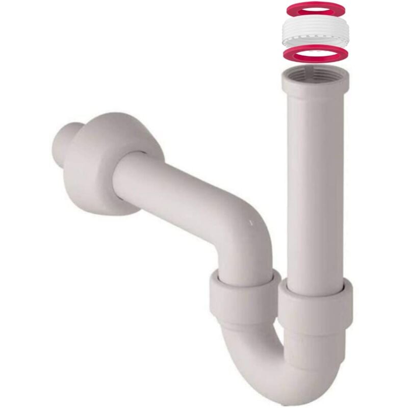 foto del prodotto schl fer 439503 sifone scarico a s per lavandino bagno, cucina e lavanderia, tubo dal diametro 40mm, attacco universale 1 1 2 e 1 1 4 