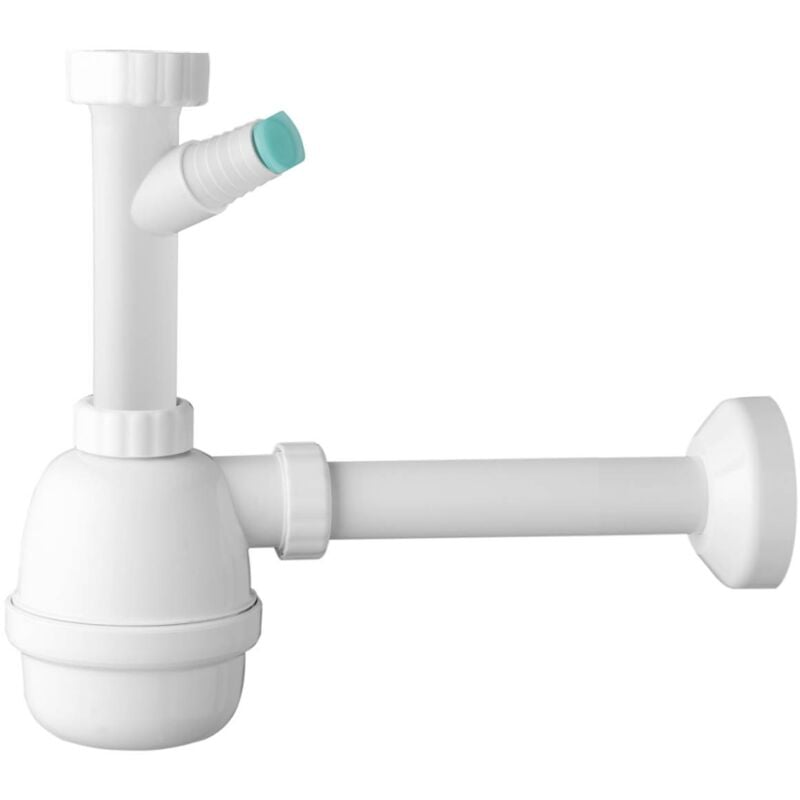 foto del prodotto schl fer 4395310 sifone universale a fiasco per lavelli a 1 vasca 1 1 2 con attacco lavastoviglie, uscita diam. 40mm x l. 250 mm, entrata da l. 130