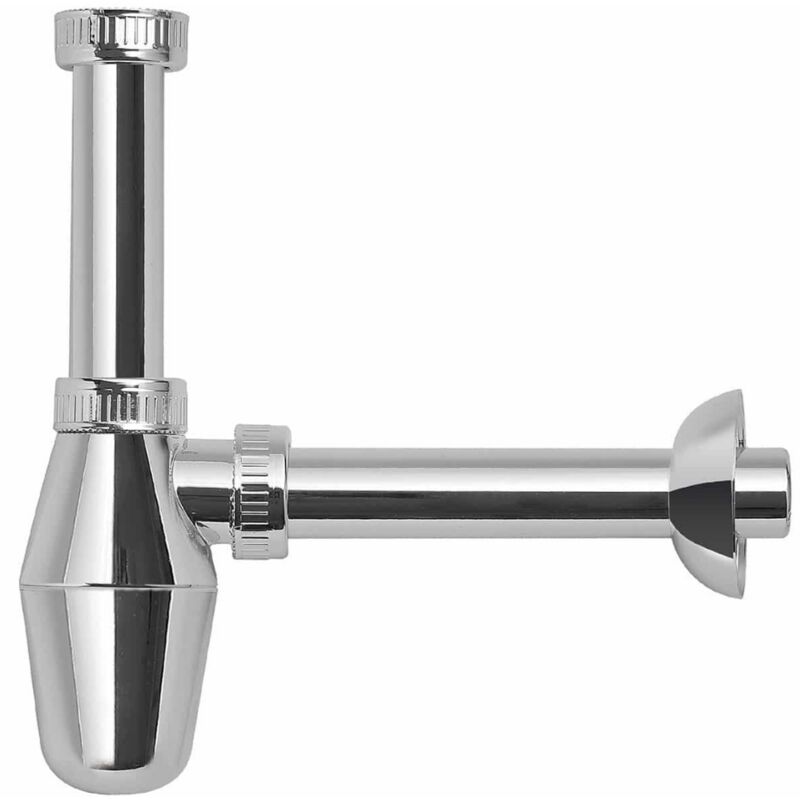 foto del prodotto schl fer 4396115 sifone in abs 1 1 4 cromato, sifone a bottiglia per lavabo e bidet, scarico lavandino universale, sifone in plastica antiodore
